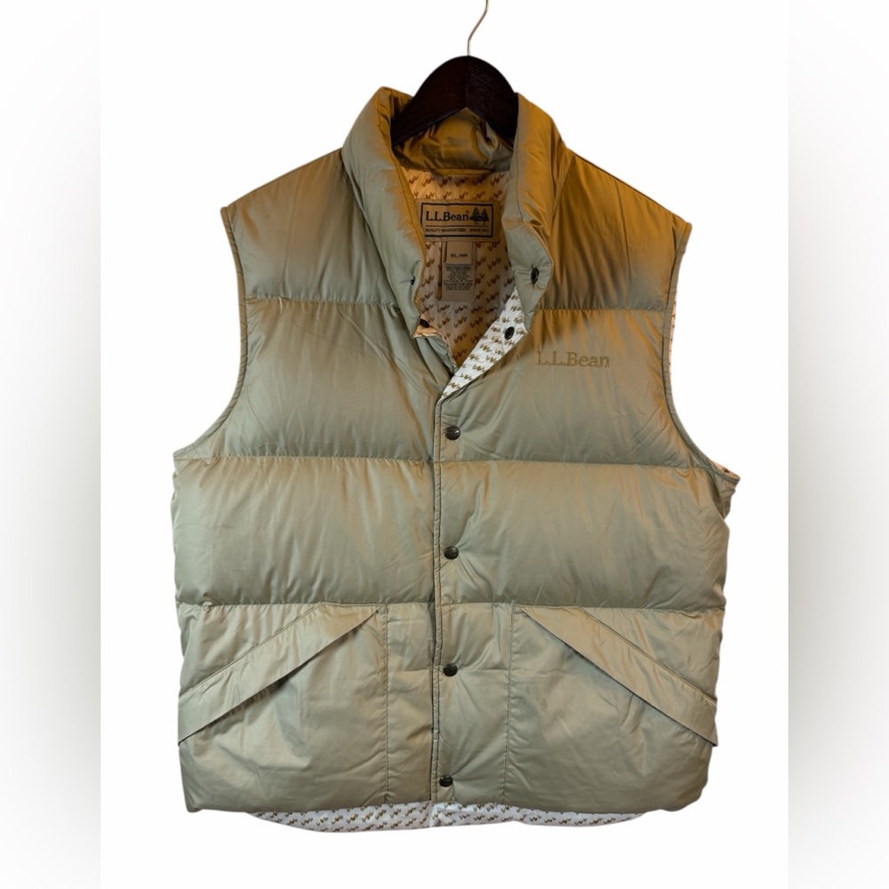 L.L. Bean DownTek Puffer Vest Women’s Large Beige Packable Outdoor